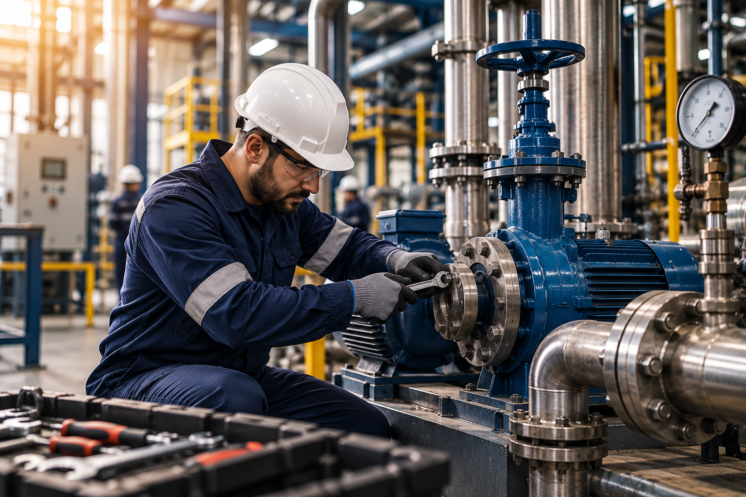 Manutenção industrial em equipamentos de uma fábrica